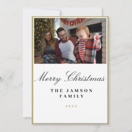 Tarjeta de Navidad Familiar con Marco de Oro Minim