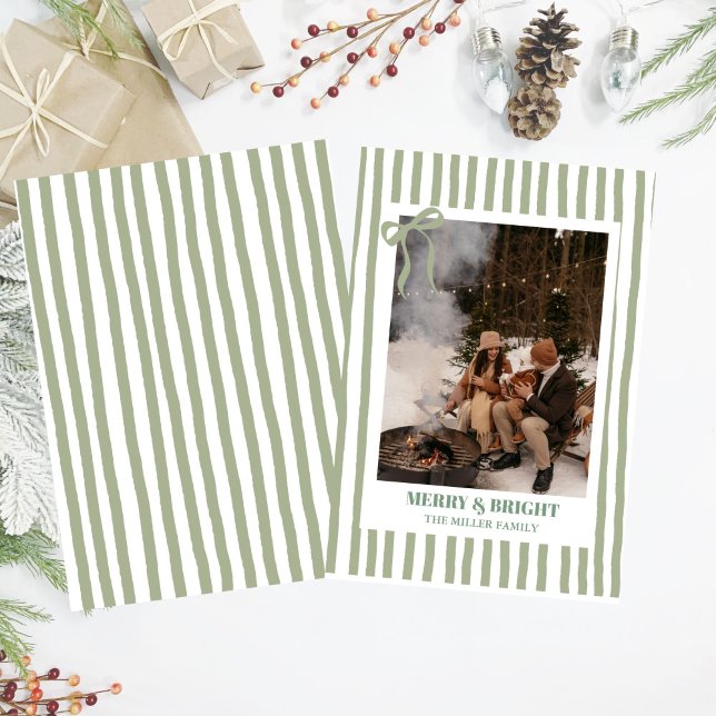 Tarjeta de Navidad familiar con rayas (Subido por el creador)