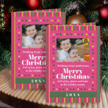Tarjeta de Navidad familiar con rayas para foto de