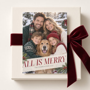 Tarjeta de Navidad familiar de fotografía de la fa