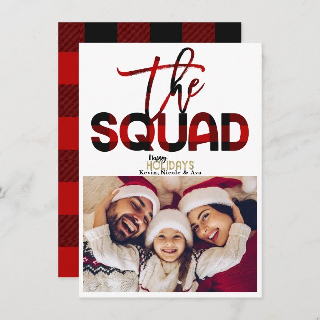 Tarjeta de Navidad familiar de THE SQUAD (Anverso / Reverso)