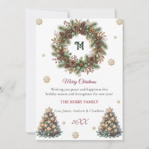 Tarjeta de Navidad familiar elegante con acuarela