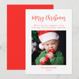 Tarjeta de Navidad Familiar Foto Roja Feliz Navida