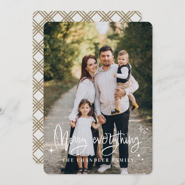 Tarjeta de Navidad familiar 'Merry Everything' (Anverso / Reverso)