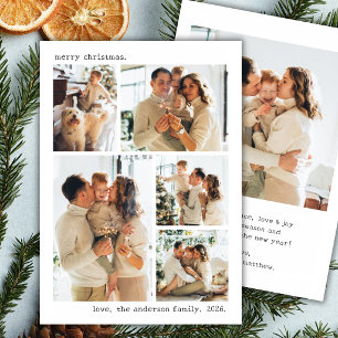 Tarjeta de Navidad Familiar Minimalista con 5 Foto