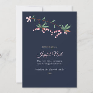 Tarjeta de Navidad familiar Navy Pieris Bell Sprig