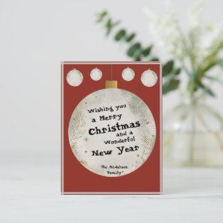 Tarjeta de Navidad Familiar Ornamento Rústico