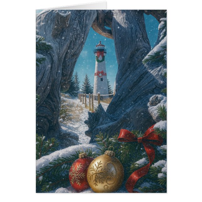 Tarjeta de Navidad - Faro de Crisp Point (Frente)