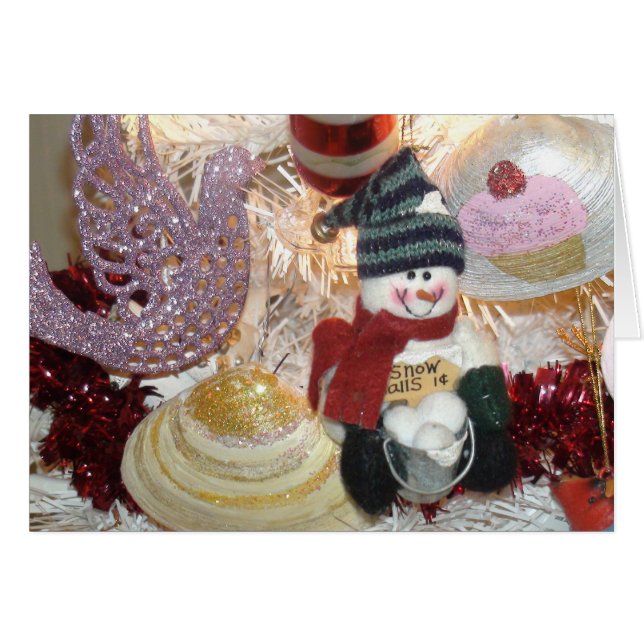 Tarjeta de Navidad Felices Fiestas con muñeco de n (Anverso (Horizontal))