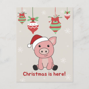 Tarjeta de Navidad Feliz Cerdo Animales Cerdos Fie