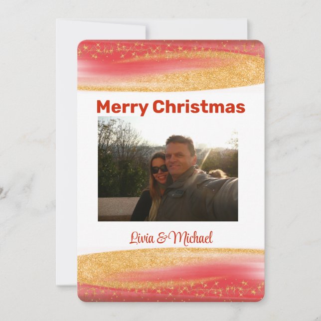 Tarjeta de Navidad Feliz con Foto (Anverso)