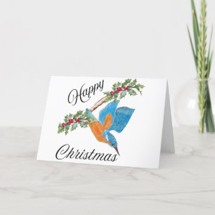 Tarjeta de Navidad Feliz con Martín Pescador zambu