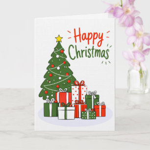 Tarjeta de Navidad Feliz de Lino Premium