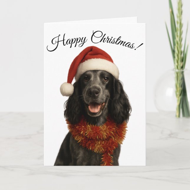 Tarjeta de Navidad feliz del Cocker Spaniel (Anverso)