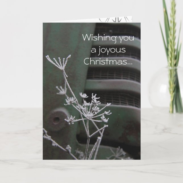 Tarjeta de Navidad feliz del tractor (Anverso)