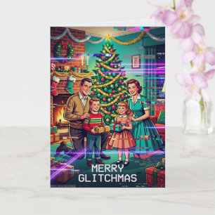Tarjeta de Navidad Feliz Glitchmas Divertida Fiest