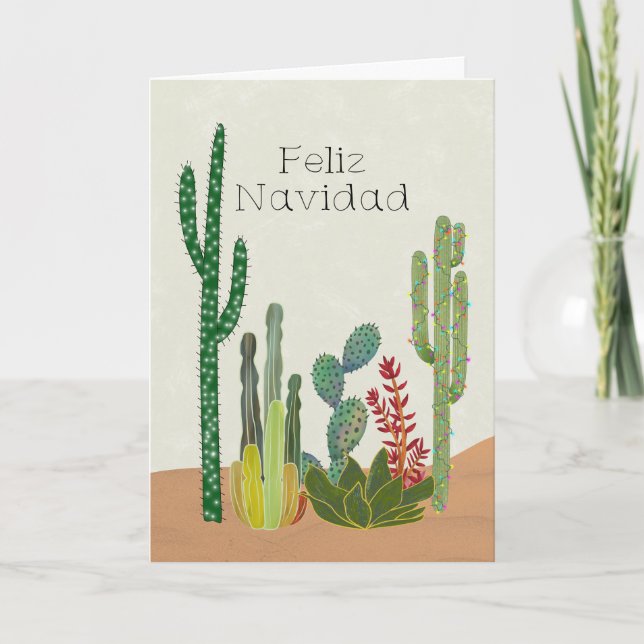 Tarjeta de Navidad Feliz Navidad Cacti (Anverso)