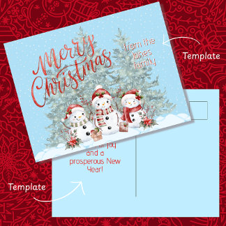 Tarjeta de Navidad Feliz Navidad con Muñeco de Nie