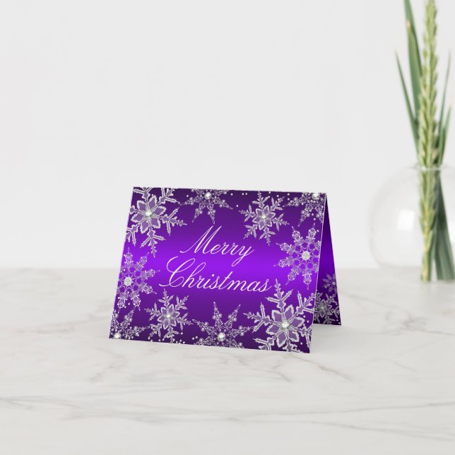 Tarjeta de Navidad Feliz Navidad de Copo de Nieve  (Anverso)