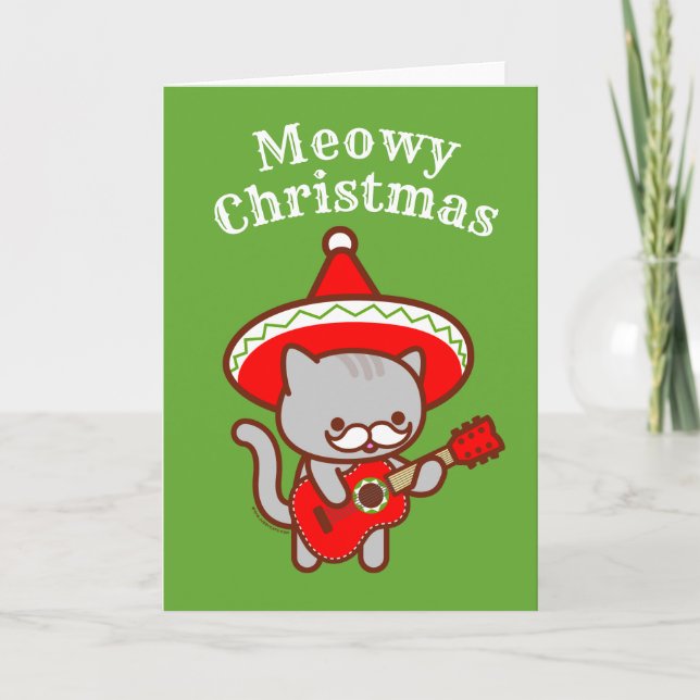 Tarjeta de Navidad: "Feliz Navidad gatuna" Gato Me (Anverso)