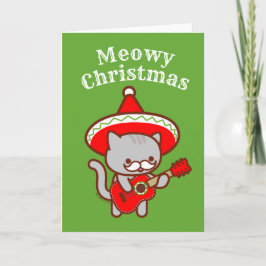 Tarjeta de Navidad: "Feliz Navidad Meowy" Gato Meo