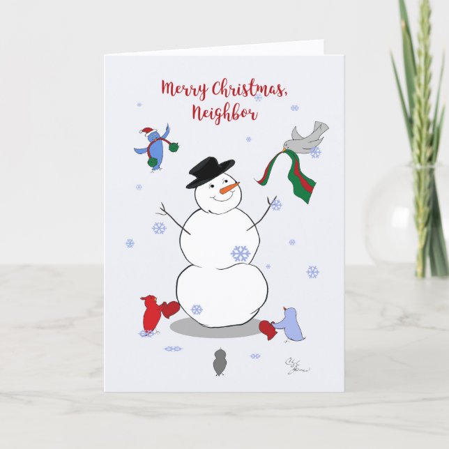 Tarjeta de Navidad Feliz Navidad Vecino Muñeco de  (Anverso)