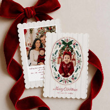 Tarjeta de Navidad Feliz para Familia con Dos Foto