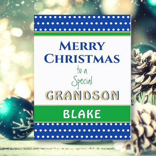 Tarjeta de Navidad Feliz para nieto personalizada