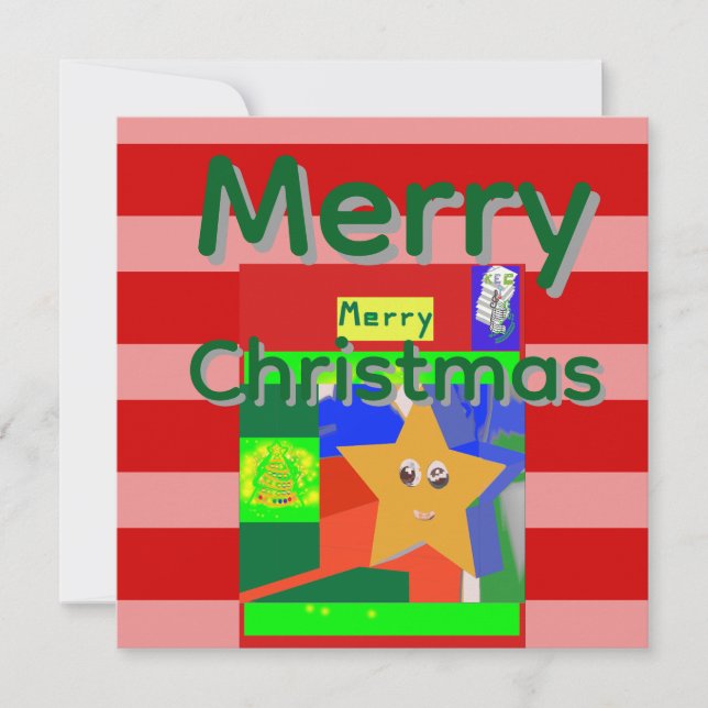 Tarjeta de Navidad Feliz Rosa Roja (Anverso)