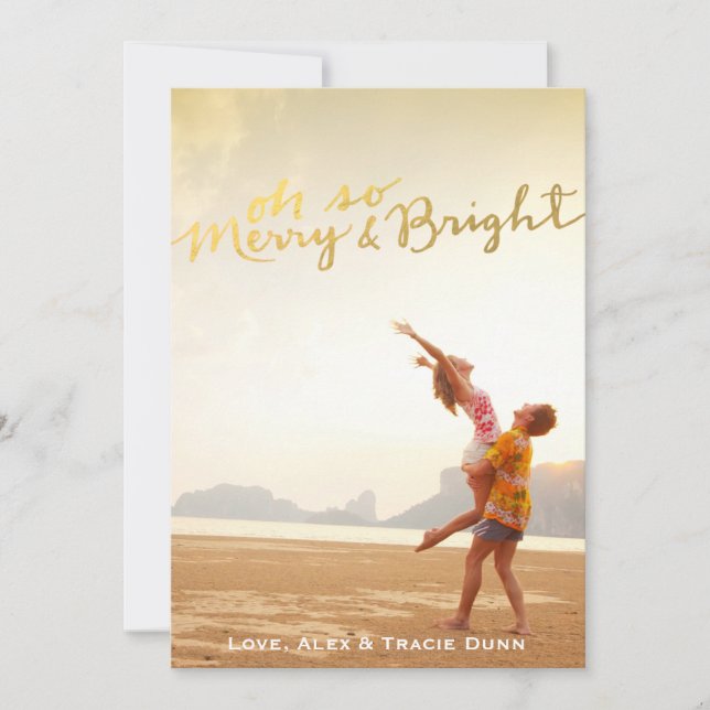 Tarjeta de Navidad feliz y brillante del falso (Anverso)