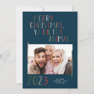Tarjeta de Navidad Feliz Ya Animal Sucioso