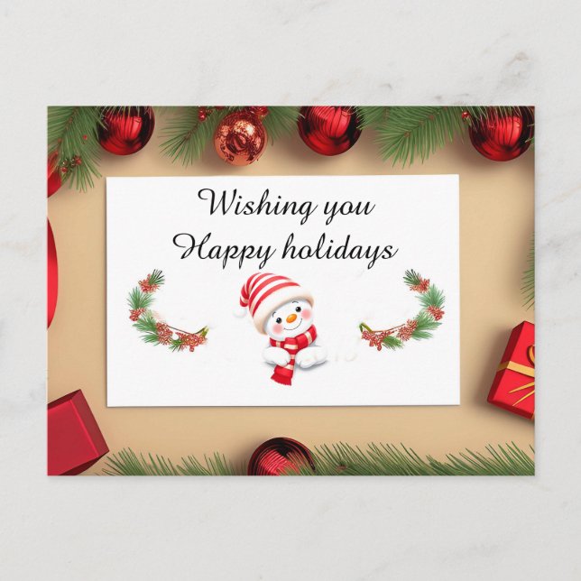 Tarjeta de Navidad festiva con decoraciones (Anverso)