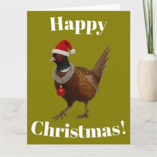 Tarjeta de Navidad festiva con faisán