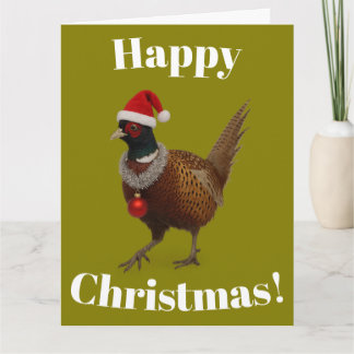 Tarjeta de Navidad festiva con faisán