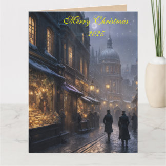 Tarjeta de Navidad Festiva de Londres Antiguo