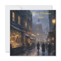 Tarjeta de Navidad Festiva de Londres Antiguo