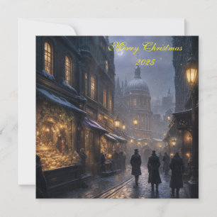 Tarjeta de Navidad Festiva de Londres Antiguo