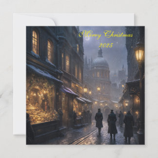 Tarjeta de Navidad Festiva de Londres Antiguo
