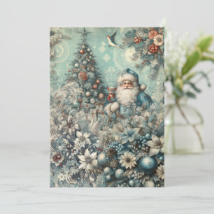 Tarjeta de Navidad Festiva de Papá Noel Vintage si