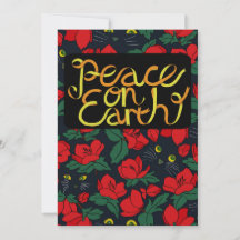 Tarjeta de Navidad Festiva de Paz en la Tierra Gat