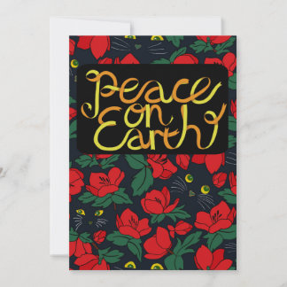Tarjeta de Navidad Festiva de Paz en la Tierra Gat