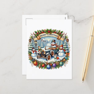 Tarjeta de Navidad Festiva Feliz Navidad muñeco de