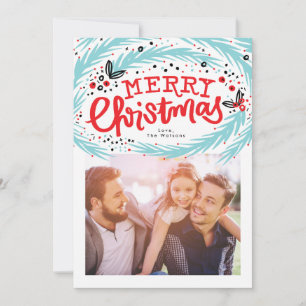 Tarjeta de Navidad Festiva Floral de Bayas