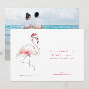 Tarjeta de Navidad Flamenco Rosa Tarjeta de Festiv