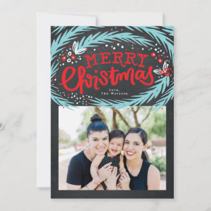 Tarjeta de Navidad floral de carbón Berry Alegre N