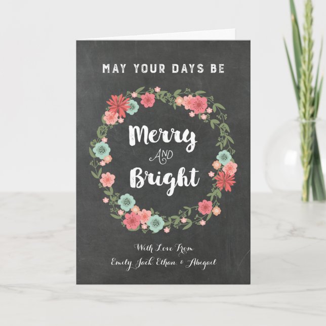 Tarjeta de Navidad floral de la guirnalda del (Anverso)