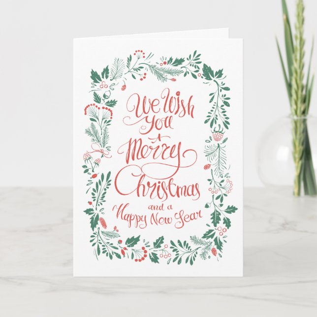 Tarjeta de Navidad floral dibujada a mano | Tarjet (Anverso)