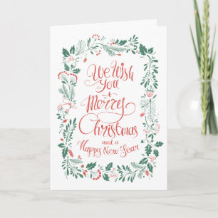 Tarjeta de Navidad floral dibujada a mano Tarjet