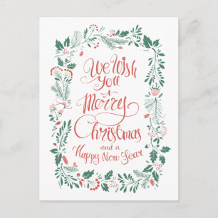 Tarjeta de Navidad floral dibujada a mano   Tarjet
