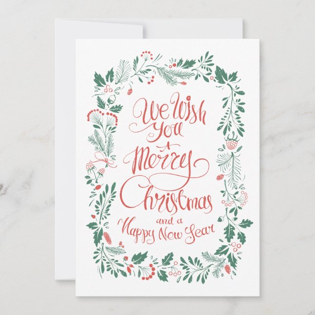 Tarjeta de Navidad floral dibujada a mano | Tarjet (Anverso)